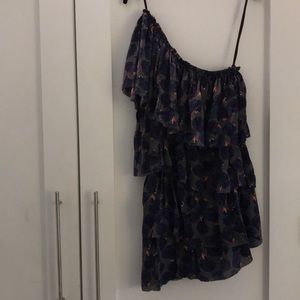 One shoulder ruffled dress from edgy French brand